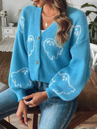 Ghost V-Neck Dropped Shoulder Cardigan-Cardigans-Krush Kandy, Women's Online Fashion Boutique Located in Phoenix, Arizona (Scottsdale Area)