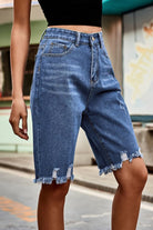 Raw Hem High Waist Denim Shorts with Pockets-Short-Krush Kandy, Women's Online Fashion Boutique Located in Phoenix, Arizona (Scottsdale Area)