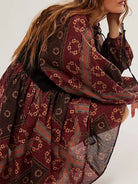 Printed Tie Neck Long Sleeve Dress-dresses-Krush Kandy, Women's Online Fashion Boutique Located in Phoenix, Arizona (Scottsdale Area)