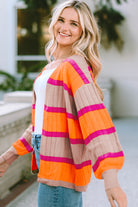 Ribbed Striped Open Front Long Sleeve Cardigan-Krush Kandy, Women's Online Fashion Boutique Located in Phoenix, Arizona (Scottsdale Area)