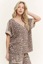 Mineral Washed Leopard Animal Print V-Neck Shirt-Tops-Krush Kandy, Women's Online Fashion Boutique Located in Phoenix, Arizona (Scottsdale Area)