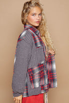 POL Oversized Plaid Contrast Button Down Jacket-Jackets-Krush Kandy, Women's Online Fashion Boutique Located in Phoenix, Arizona (Scottsdale Area)