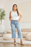 RfM Full Size Tummy Control High Waist Raw Hem Distressed Jeans-Krush Kandy, Women's Online Fashion Boutique Located in Phoenix, Arizona (Scottsdale Area)