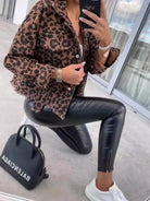 Leopard Print Raw Hem Denim Jacket-Jackets-Krush Kandy, Women's Online Fashion Boutique Located in Phoenix, Arizona (Scottsdale Area)