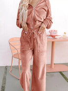 Zip Up Dropped Shoulder Hooded Top and Pants Set-2 Piece Outfit Sets-Krush Kandy, Women's Online Fashion Boutique Located in Phoenix, Arizona (Scottsdale Area)