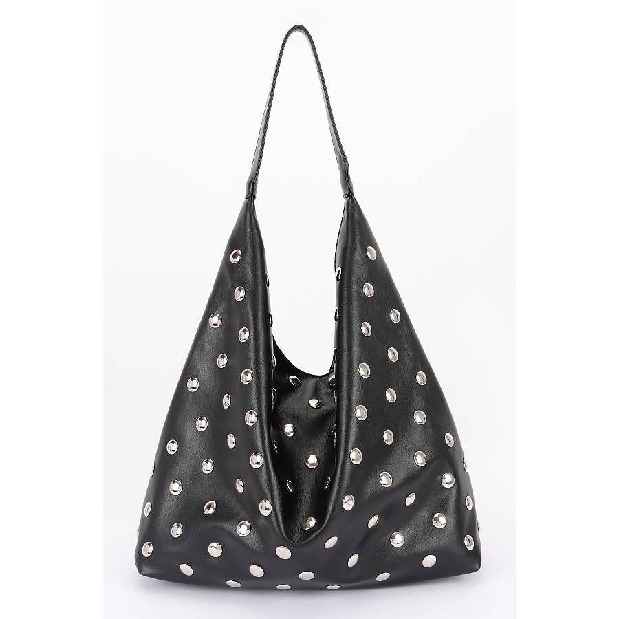 Studded Faux Leather Hobo Bag-Purses & Bags-Krush Kandy, Women's Online Fashion Boutique Located in Phoenix, Arizona (Scottsdale Area)