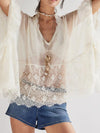 Lace V-Neck Ruffle Long Sleeve Cover-Up-Blouses-Krush Kandy, Women's Online Fashion Boutique Located in Phoenix, Arizona (Scottsdale Area)
