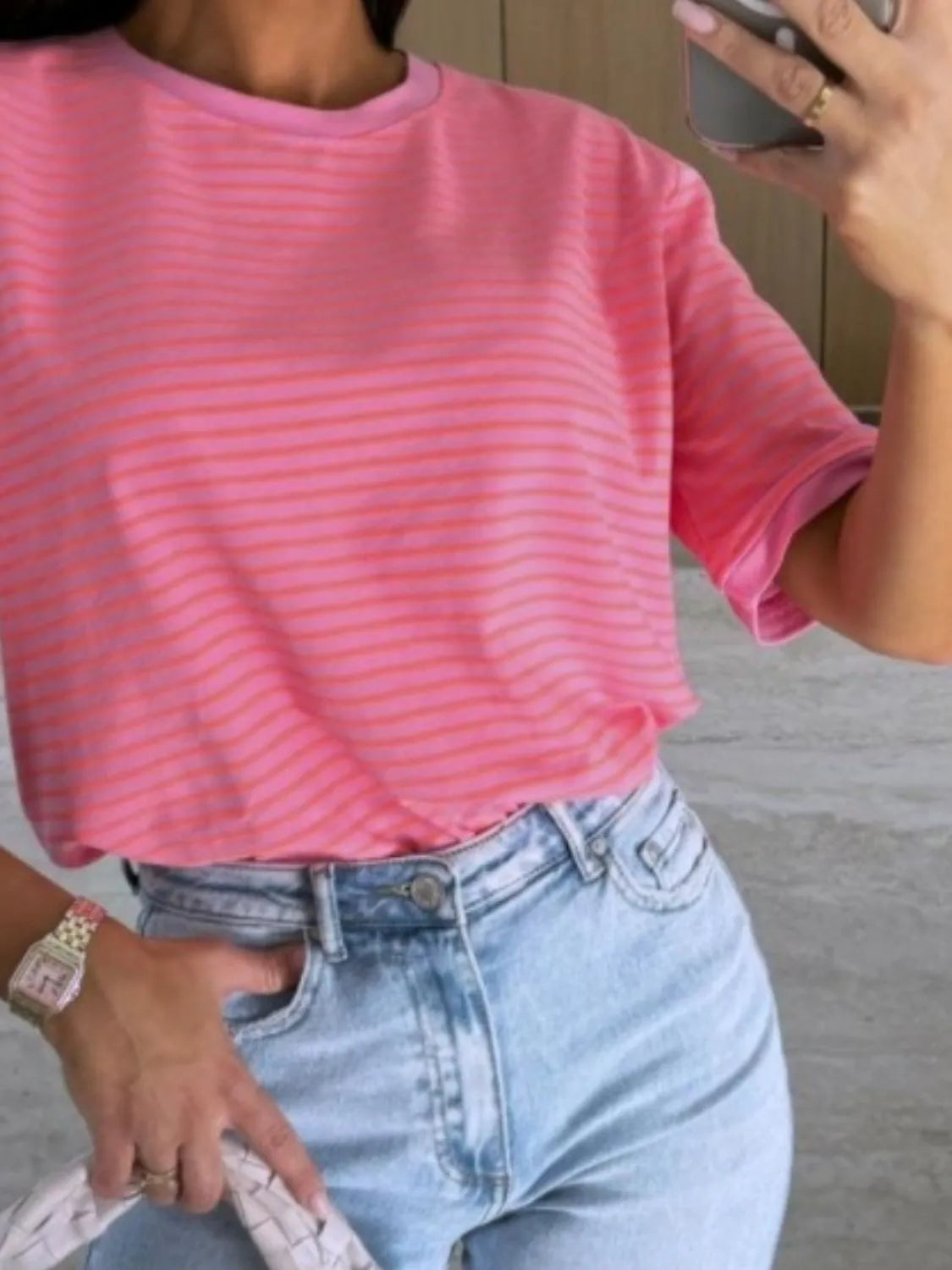 Striped Casual Tee-Tops-Krush Kandy, Women's Online Fashion Boutique Located in Phoenix, Arizona (Scottsdale Area)