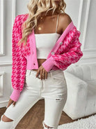 Houndstooth V-Neck Button Up Cardigan-Cardigan-Krush Kandy, Women's Online Fashion Boutique Located in Phoenix, Arizona (Scottsdale Area)