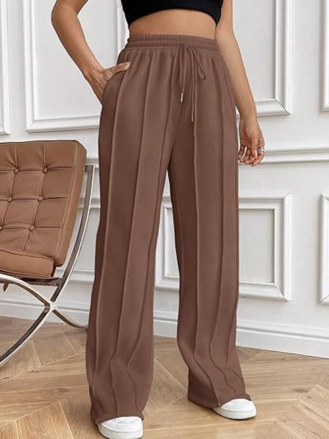 Drawstring Wide Leg Pants with Pockets-Krush Kandy, Women's Online Fashion Boutique Located in Phoenix, Arizona (Scottsdale Area)