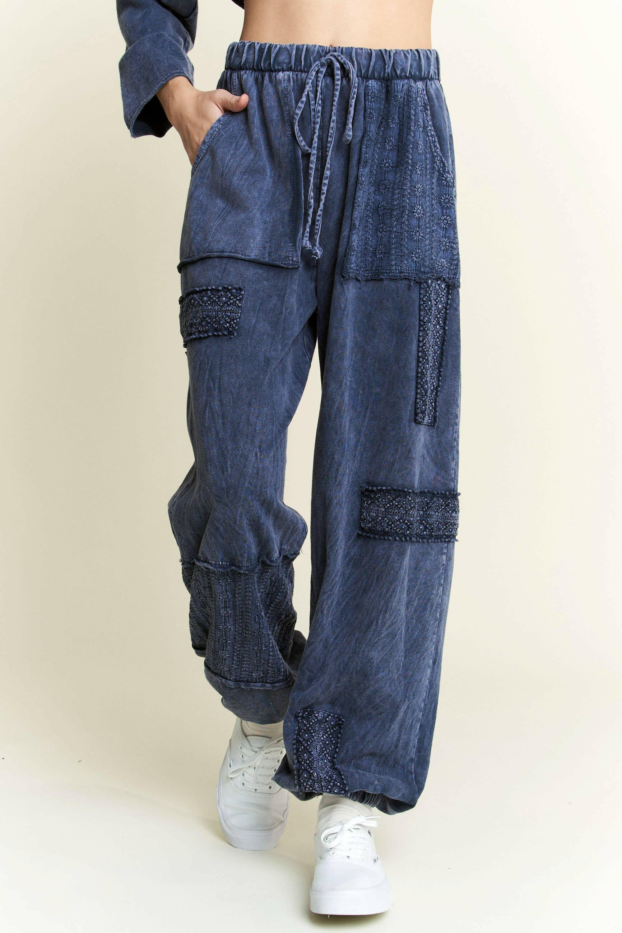 MineralWash Eyelet detailed Boho Joggers-Krush Kandy, Women's Online Fashion Boutique Located in Phoenix, Arizona (Scottsdale Area)