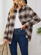 Plaid Button Up Long Sleeve Shacket-Jacket-Krush Kandy, Women's Online Fashion Boutique Located in Phoenix, Arizona (Scottsdale Area)