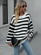 Striped Dropped Shoulder Sweater-Krush Kandy, Women's Online Fashion Boutique Located in Phoenix, Arizona (Scottsdale Area)