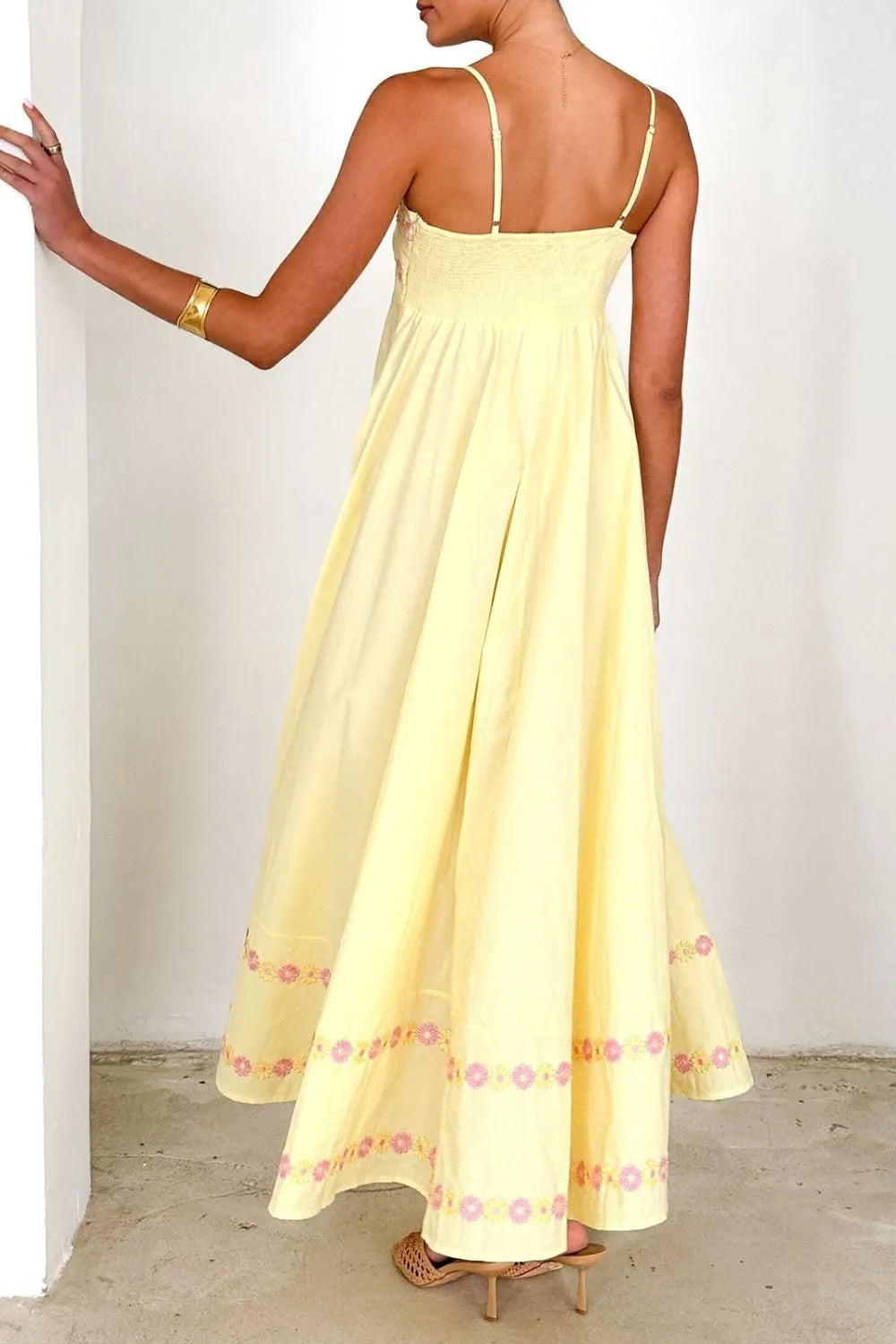 Floral Embroidered Spaghetti Strap Maxi Dress-Dresses-Krush Kandy, Women's Online Fashion Boutique Located in Phoenix, Arizona (Scottsdale Area)