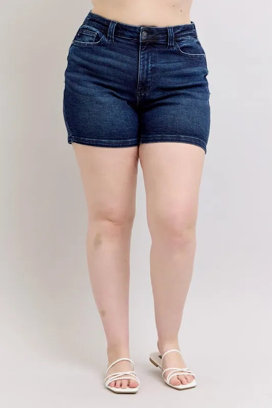 Judy Blue High Waist Back Flap Pocket Denim Shorts-Denim-Krush Kandy, Women's Online Fashion Boutique Located in Phoenix, Arizona (Scottsdale Area)