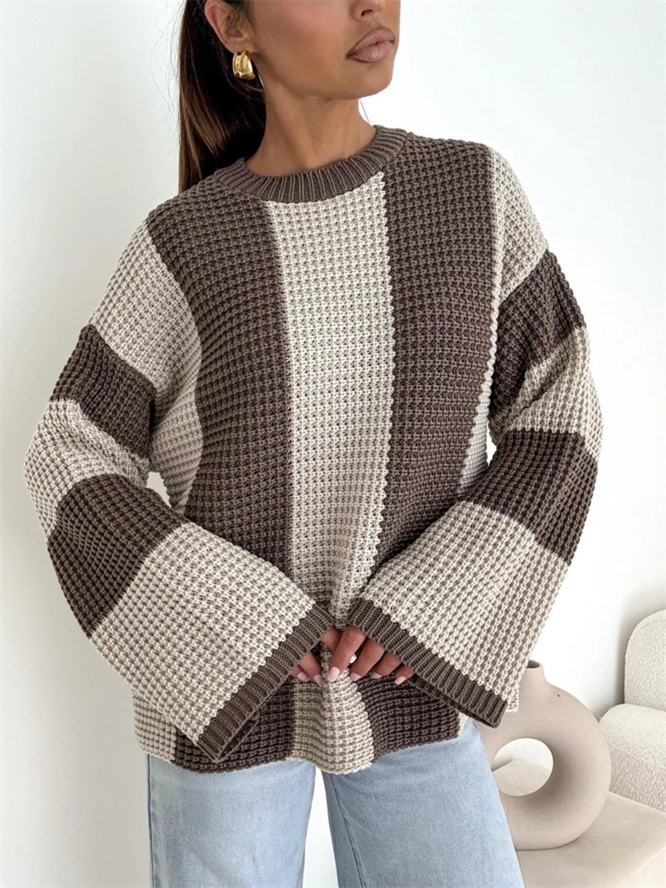 Color Block Long Sleeve Sweater-Sweater-Krush Kandy, Women's Online Fashion Boutique Located in Phoenix, Arizona (Scottsdale Area)