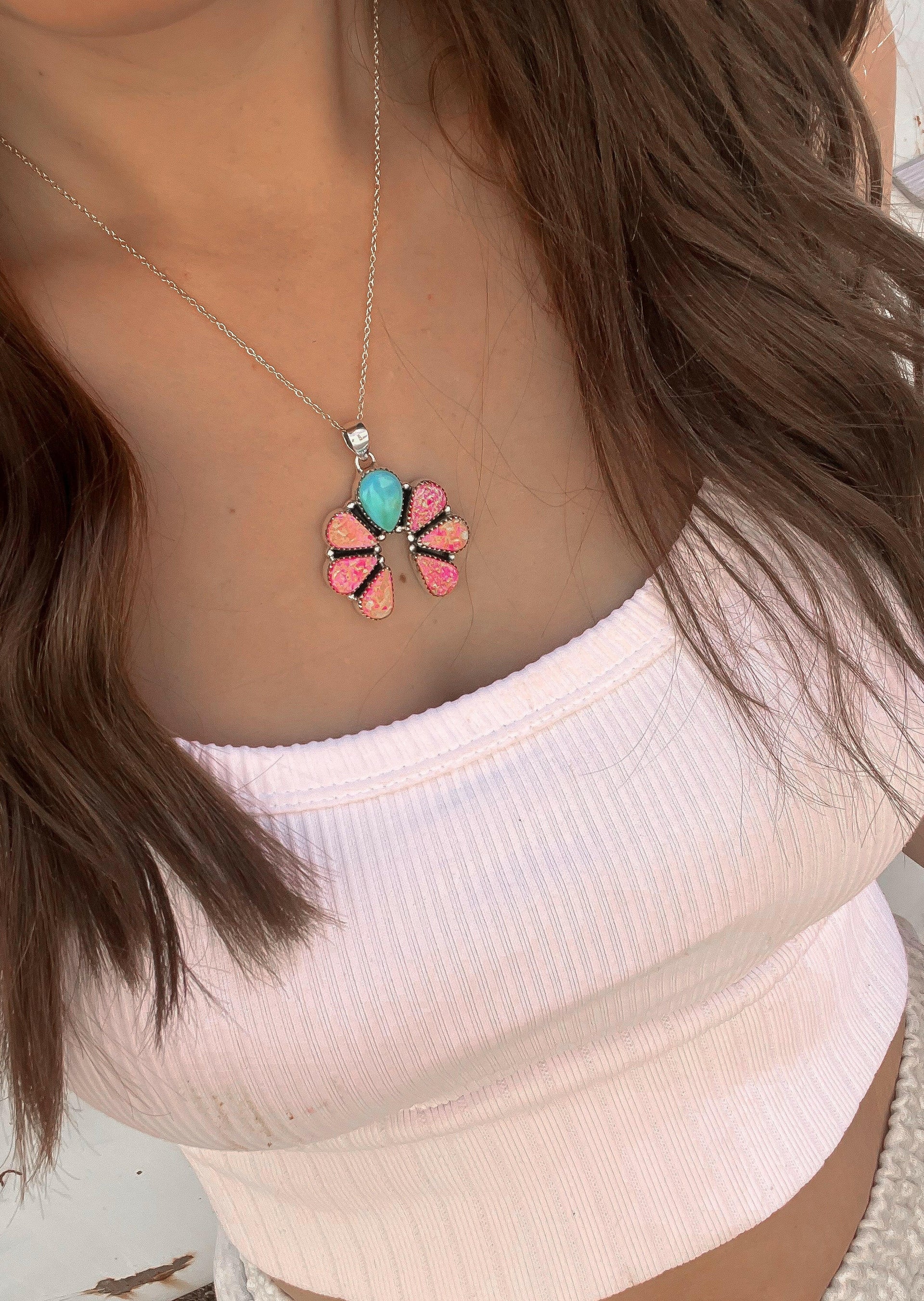 Horseshoe Pink Fire Opal & Turquoise Pendant & Ring-Krush Kandy, Women's Online Fashion Boutique Located in Phoenix, Arizona (Scottsdale Area)