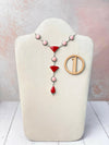 Red Rosarita & Pink Conch Cluster Necklace-Necklaces-Krush Kandy, Women's Online Fashion Boutique Located in Phoenix, Arizona (Scottsdale Area)