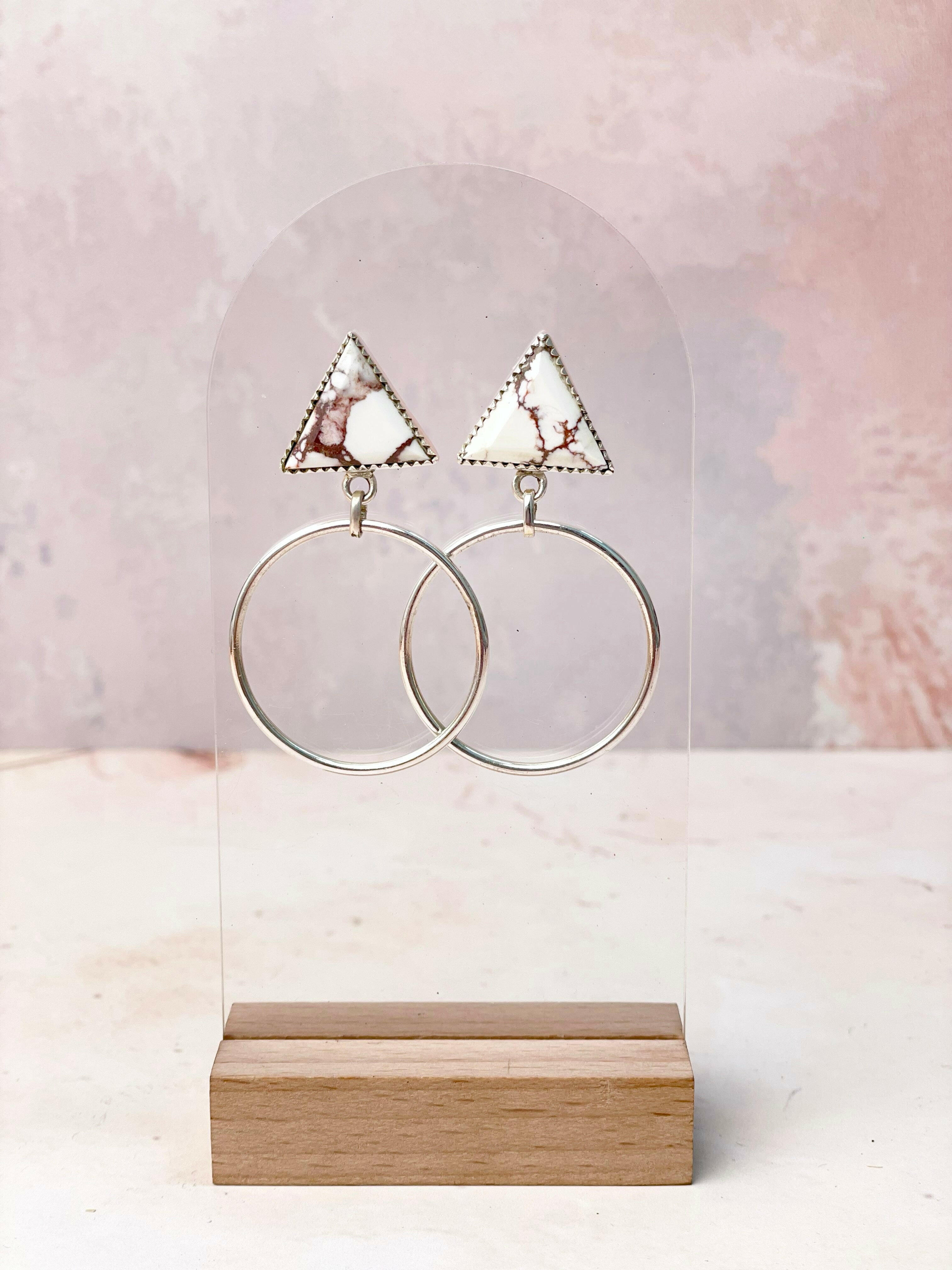 Tiffany's Triangle Single Stone Hoops-Earrings-Krush Kandy, Women's Online Fashion Boutique Located in Phoenix, Arizona (Scottsdale Area)