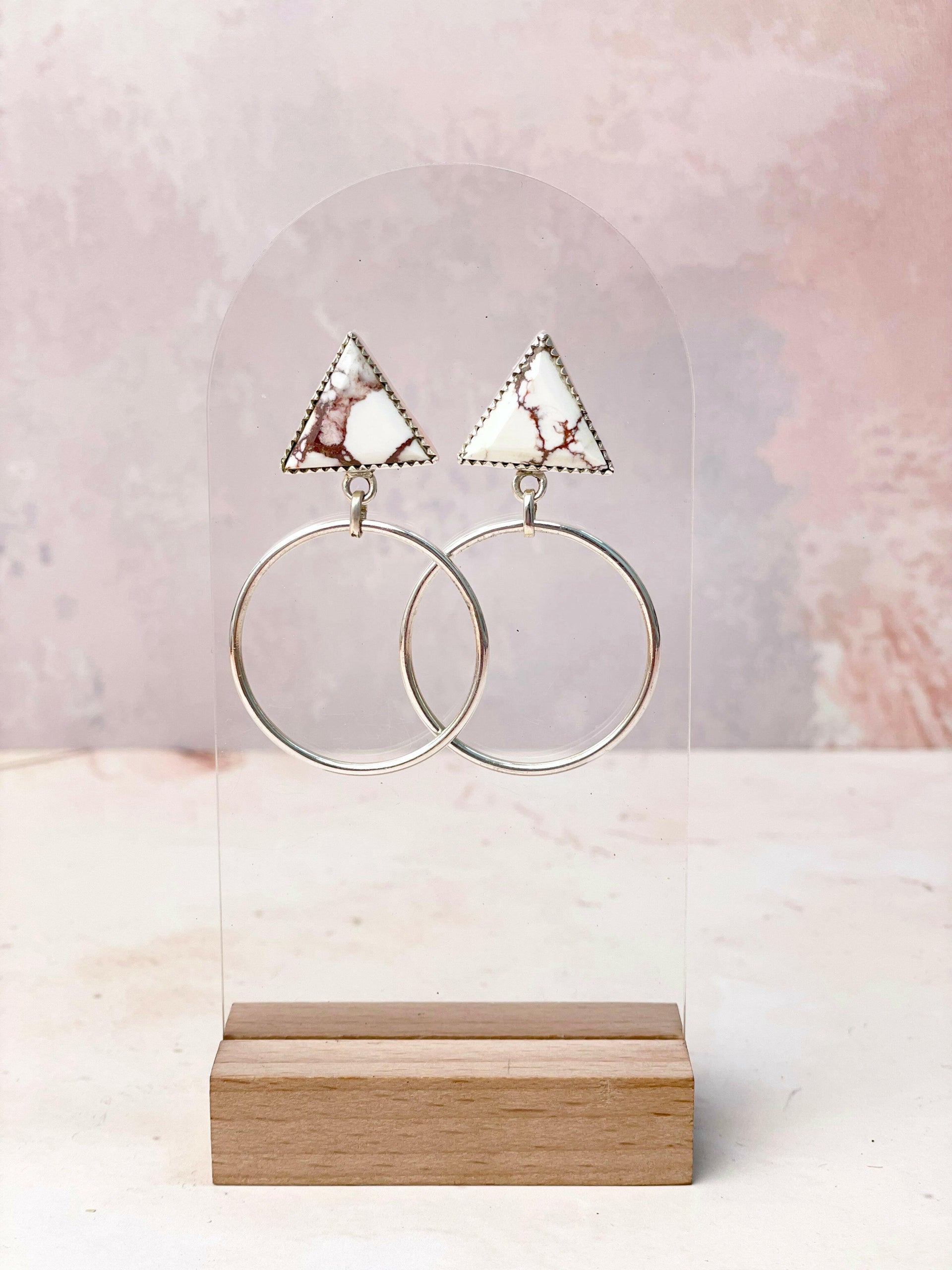 Tiffany's Triangle Single Stone Hoops-Earrings-Krush Kandy, Women's Online Fashion Boutique Located in Phoenix, Arizona (Scottsdale Area)