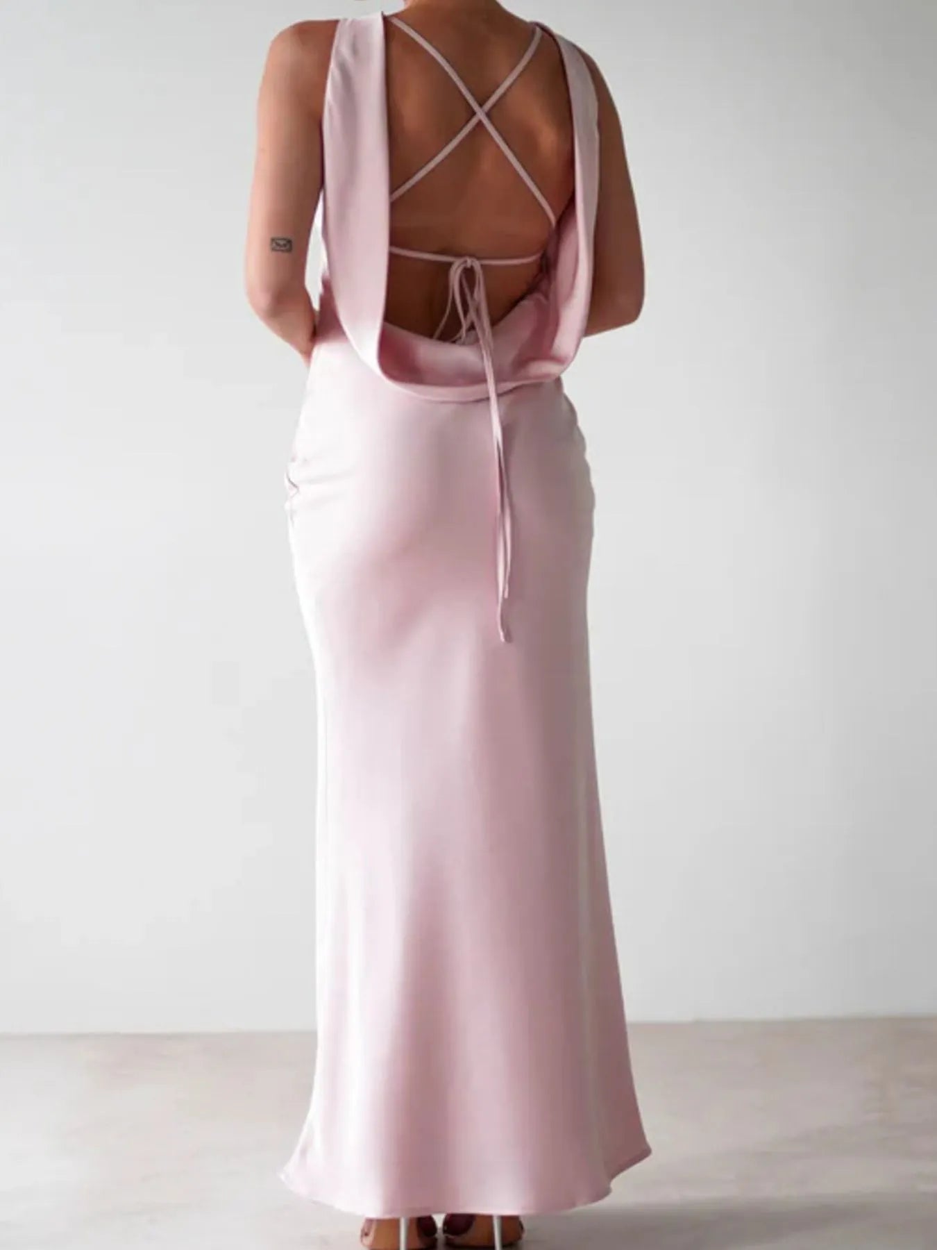 Satin Sleeveless Maxi Dress-Dresses-Krush Kandy, Women's Online Fashion Boutique Located in Phoenix, Arizona (Scottsdale Area)