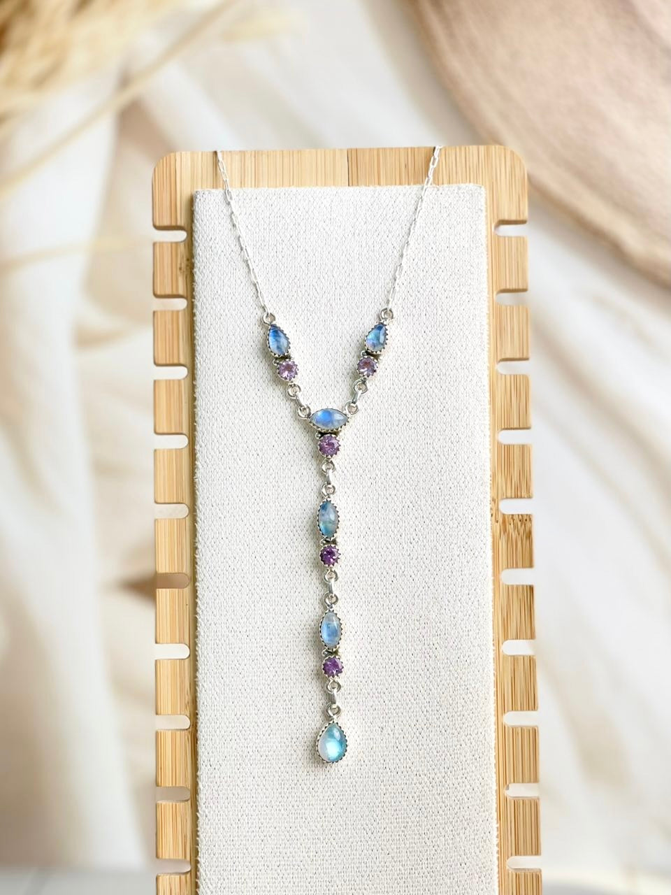 Celestial Spring Moonstone Lariat Necklace-Necklaces-Krush Kandy, Women's Online Fashion Boutique Located in Phoenix, Arizona (Scottsdale Area)