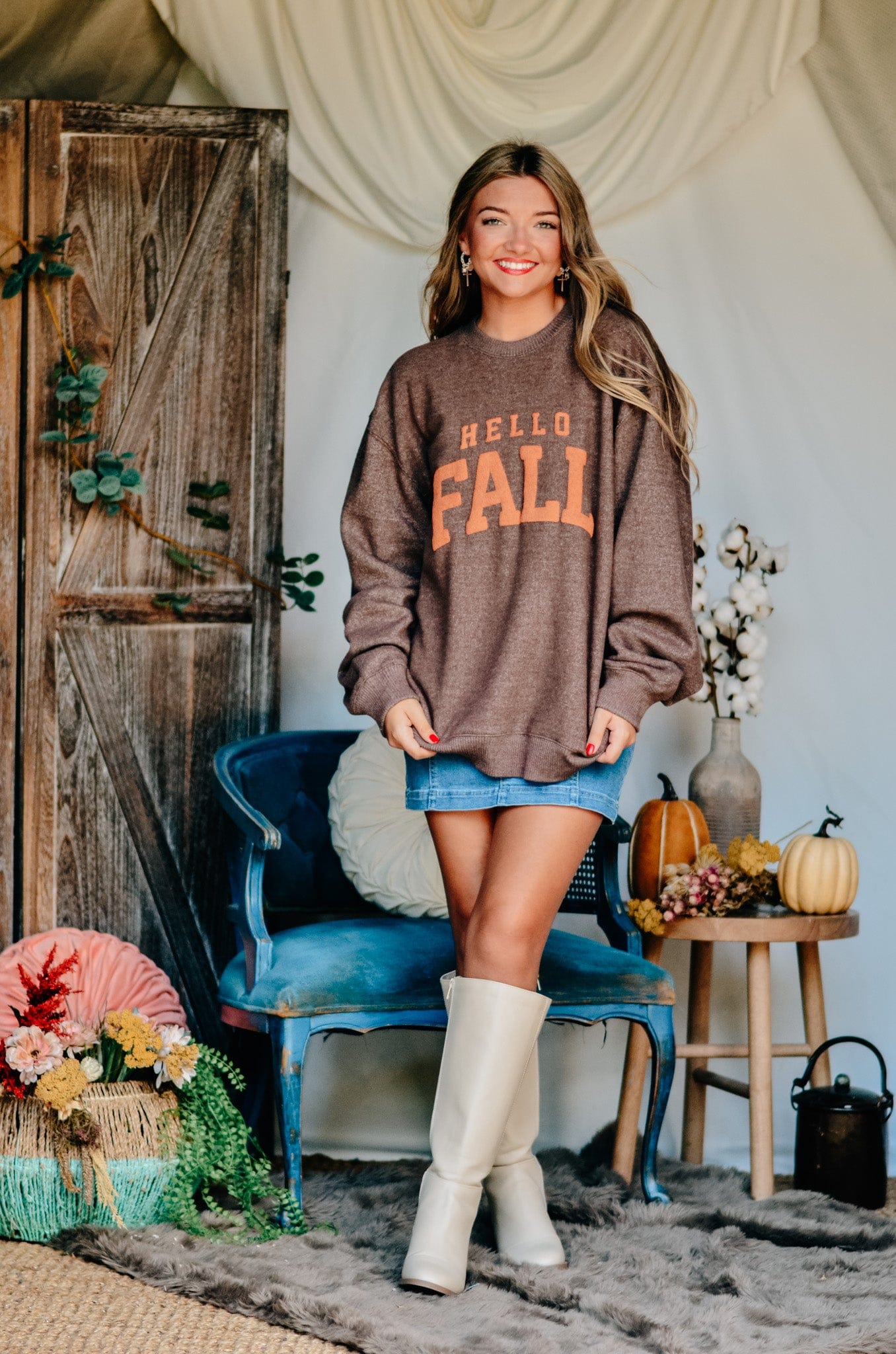 Hello Fall Knit Sweatshirt-Krush Kandy, Women's Online Fashion Boutique Located in Phoenix, Arizona (Scottsdale Area)