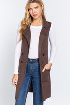 Long Sleeveless Notched Collar Sweater Vest-Vests-Krush Kandy, Women's Online Fashion Boutique Located in Phoenix, Arizona (Scottsdale Area)