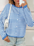 Striped Button-Up Cardigan-Sweaters-Krush Kandy, Women's Online Fashion Boutique Located in Phoenix, Arizona (Scottsdale Area)