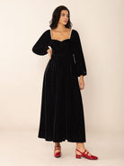 Sweetheart Neck Long Sleeve Midi Dress-Krush Kandy, Women's Online Fashion Boutique Located in Phoenix, Arizona (Scottsdale Area)