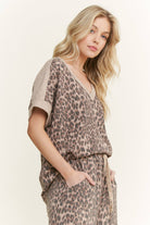 Mineral Washed Leopard Animal Print V-Neck Shirt-Tops-Krush Kandy, Women's Online Fashion Boutique Located in Phoenix, Arizona (Scottsdale Area)