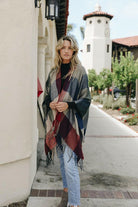 Check Ruana with Tassel Trim-Cardigans-Krush Kandy, Women's Online Fashion Boutique Located in Phoenix, Arizona (Scottsdale Area)