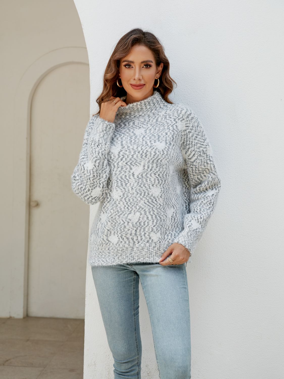 Heart Mock Neck Sweater-Krush Kandy, Women's Online Fashion Boutique Located in Phoenix, Arizona (Scottsdale Area)