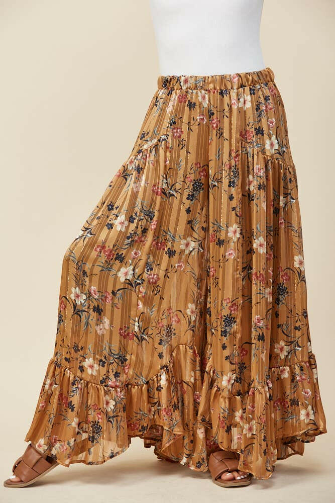 Golden Hour Ruffle Palazzo Pants-Pants-Krush Kandy, Women's Online Fashion Boutique Located in Phoenix, Arizona (Scottsdale Area)