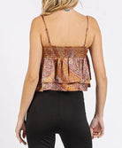 Mittoshop Paisley Patchwork Print Satin Ruffle Crop Cami-Tops-Krush Kandy, Women's Online Fashion Boutique Located in Phoenix, Arizona (Scottsdale Area)