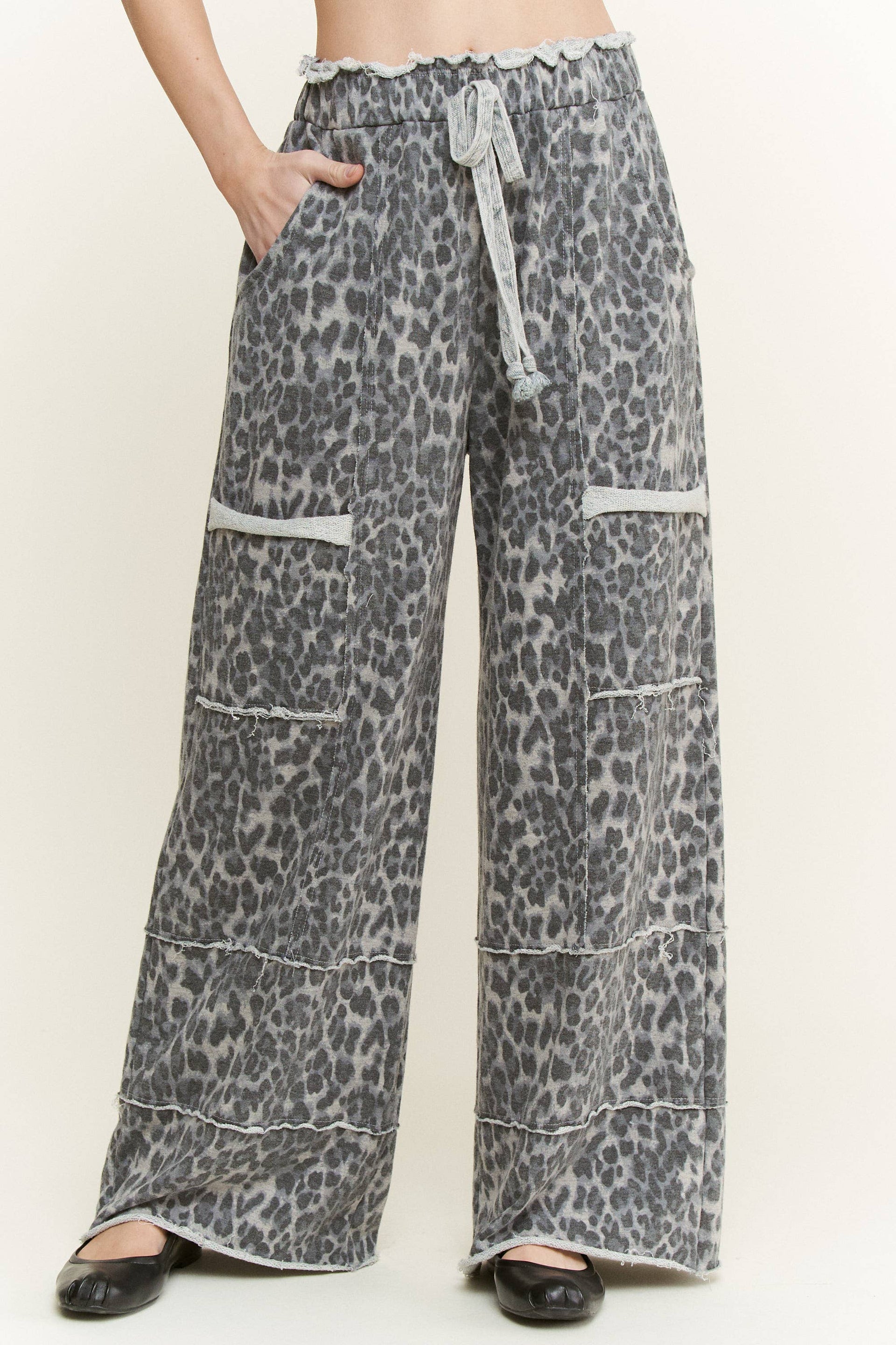 Mineral Washed Animal Leopard Wide Leg Pants-Pants-Krush Kandy, Women's Online Fashion Boutique Located in Phoenix, Arizona (Scottsdale Area)
