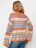 Chevron Stripes Openwork Cardigan-Cardigans-Krush Kandy, Women's Online Fashion Boutique Located in Phoenix, Arizona (Scottsdale Area)