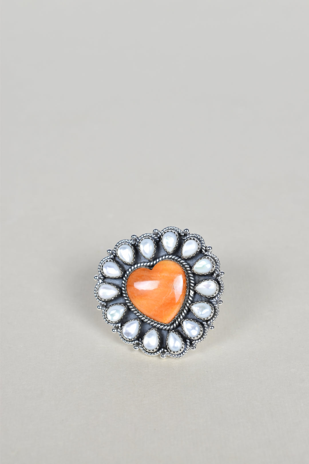 Orange Spiny Oyster & White Shell One of A Kind Ring-Rings-Krush Kandy, Women's Online Fashion Boutique Located in Phoenix, Arizona (Scottsdale Area)