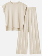 Round Neck Cap Sleeve Top and Pants Knit Set-Krush Kandy, Women's Online Fashion Boutique Located in Phoenix, Arizona (Scottsdale Area)