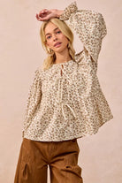 BiBi Floral Printed Peplum Blouse with Shirring and Tied-Tops-Krush Kandy, Women's Online Fashion Boutique Located in Phoenix, Arizona (Scottsdale Area)