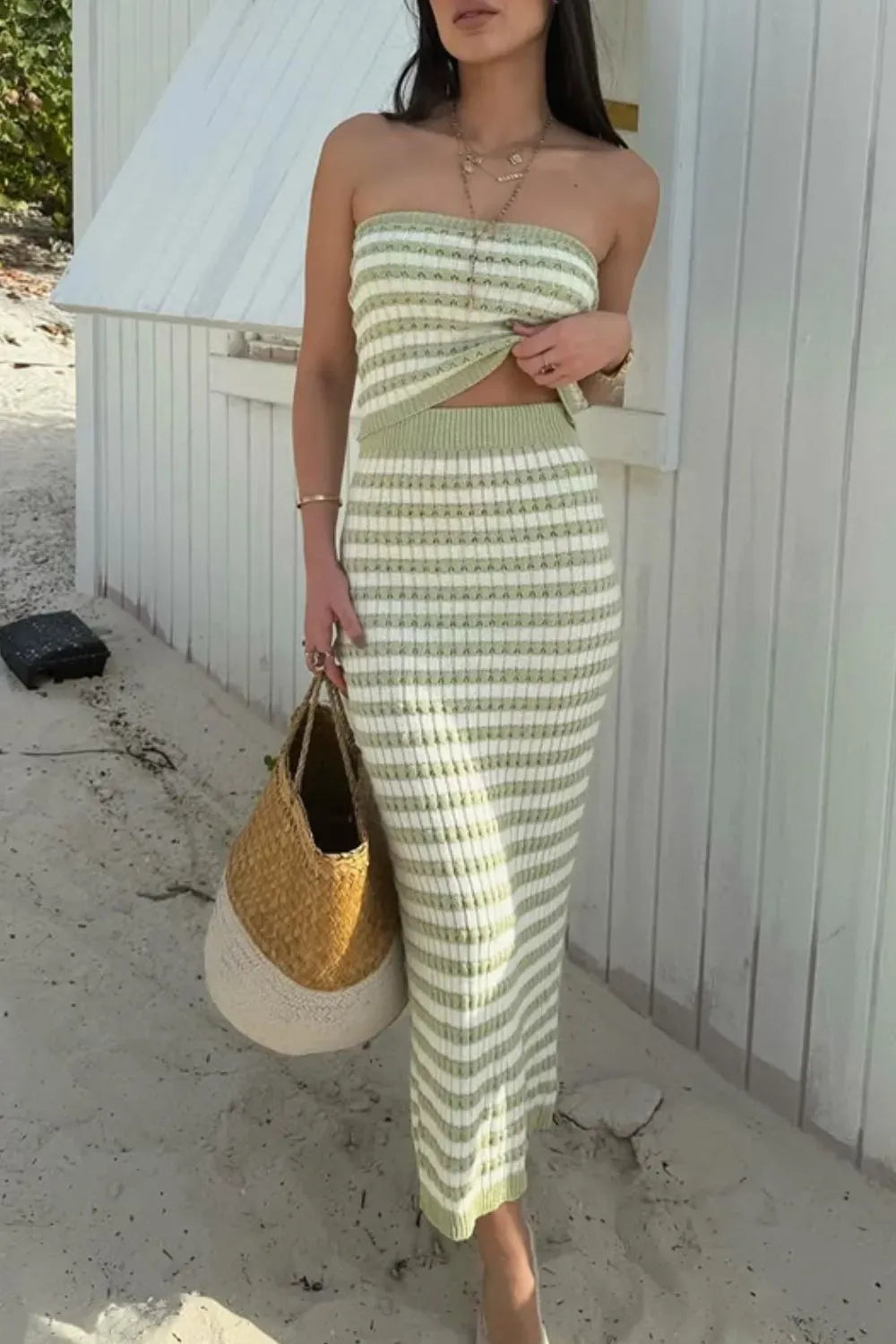 Contrast Striped Tube Top and Skirt Sweater Set-Krush Kandy, Women's Online Fashion Boutique Located in Phoenix, Arizona (Scottsdale Area)