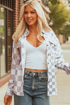 Khaki Checkered Button-Up Shirt-Long Sleeve Tops-Krush Kandy, Women's Online Fashion Boutique Located in Phoenix, Arizona (Scottsdale Area)