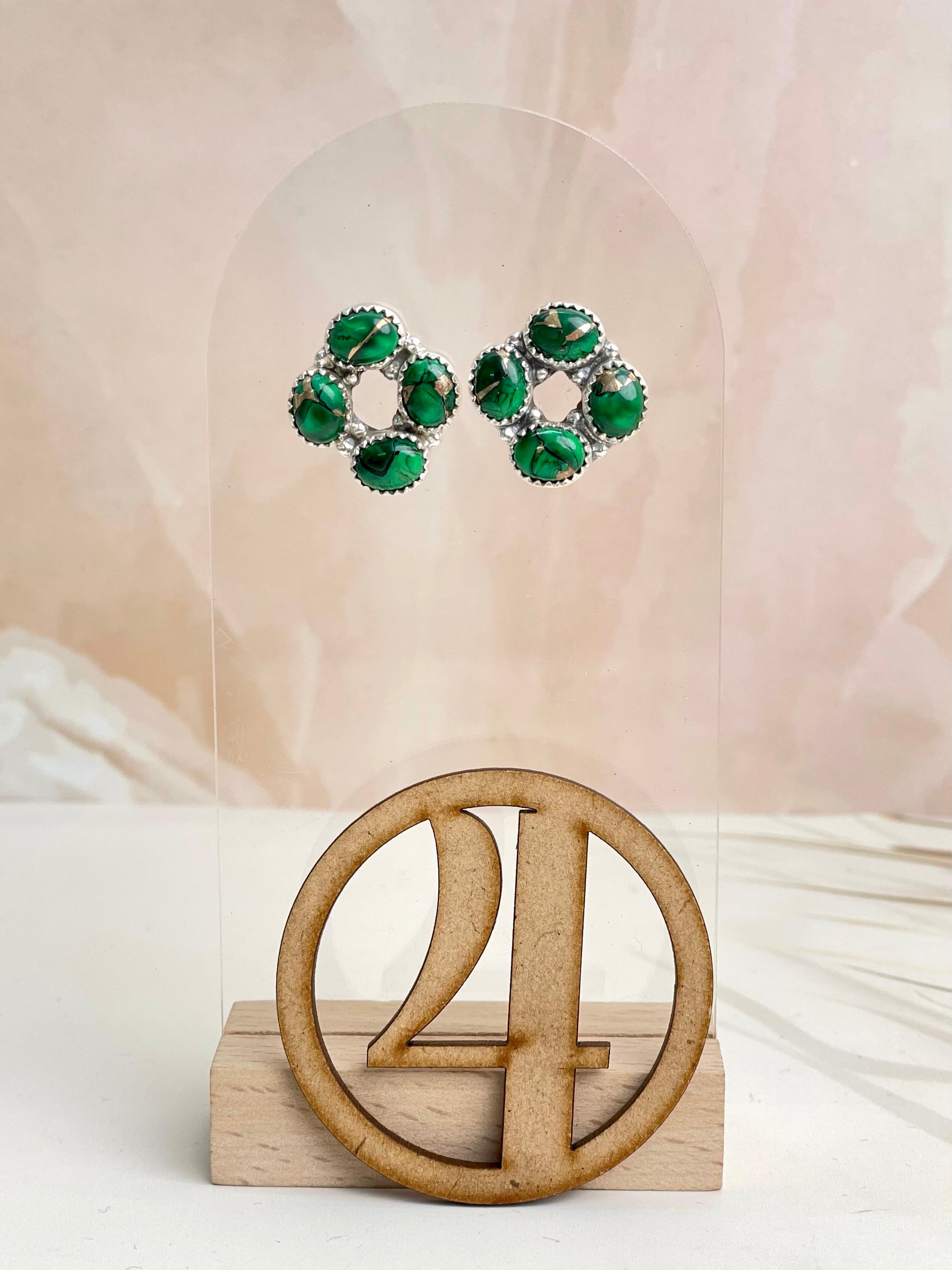 Irish Green Dahlia Studs sno 2-Earrings-Krush Kandy, Women's Online Fashion Boutique Located in Phoenix, Arizona (Scottsdale Area)