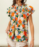BiBi Multi Color Floral Print Woven Top-Tops-Krush Kandy, Women's Online Fashion Boutique Located in Phoenix, Arizona (Scottsdale Area)