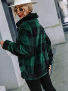 Plaid Zip-Up Collared Jacket-Krush Kandy, Women's Online Fashion Boutique Located in Phoenix, Arizona (Scottsdale Area)