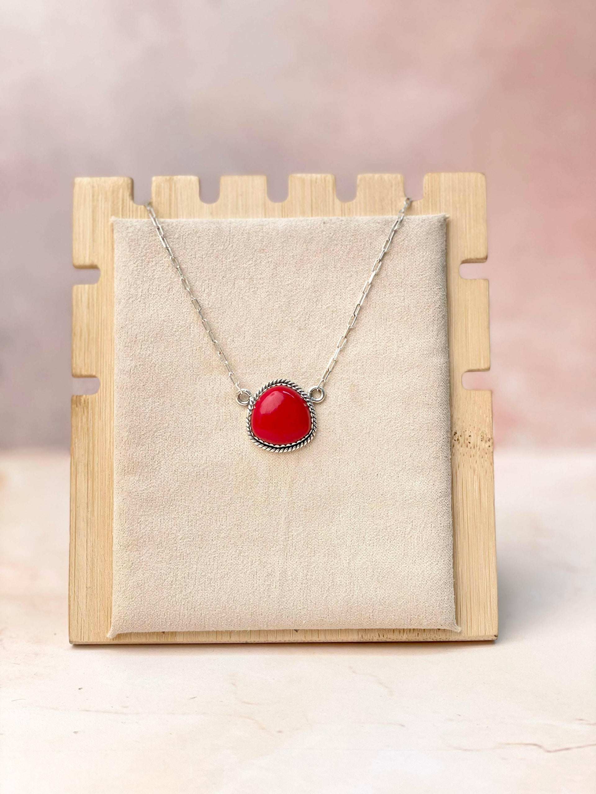 Red Rosarita Trillion Chain Pendant-Necklaces-Krush Kandy, Women's Online Fashion Boutique Located in Phoenix, Arizona (Scottsdale Area)