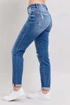 Chic Edge Button Fly Distressed Jeans-Krush Kandy, Women's Online Fashion Boutique Located in Phoenix, Arizona (Scottsdale Area)