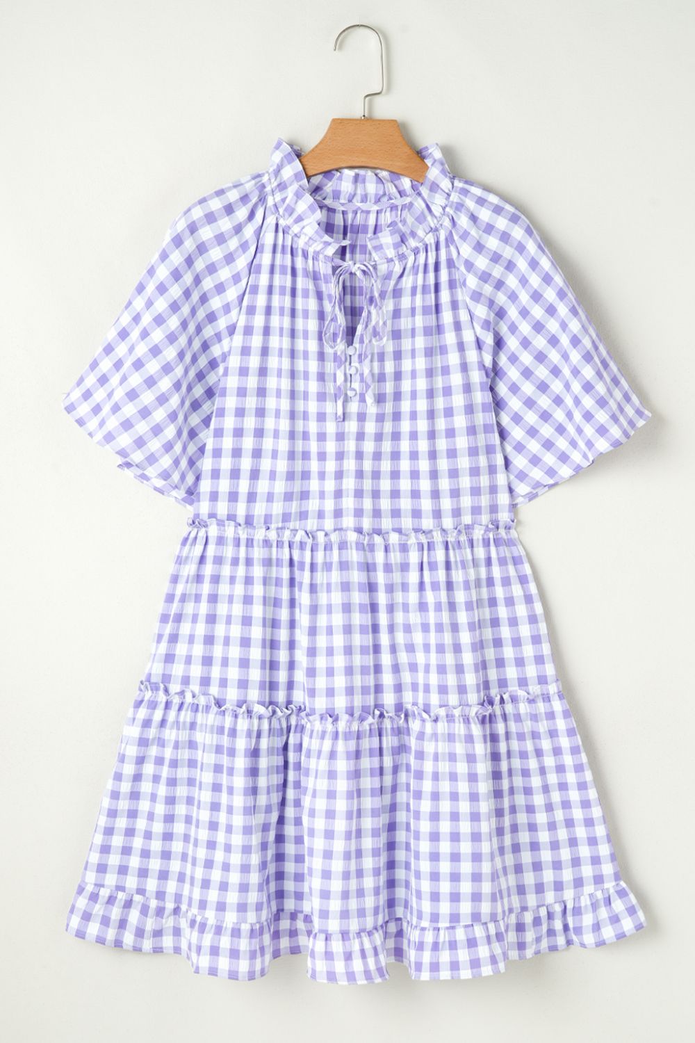 Gingham Ruffle Tiered Mini Dress-Dresses-Krush Kandy, Women's Online Fashion Boutique Located in Phoenix, Arizona (Scottsdale Area)