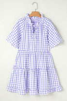 Gingham Ruffle Tiered Mini Dress-Dresses-Krush Kandy, Women's Online Fashion Boutique Located in Phoenix, Arizona (Scottsdale Area)