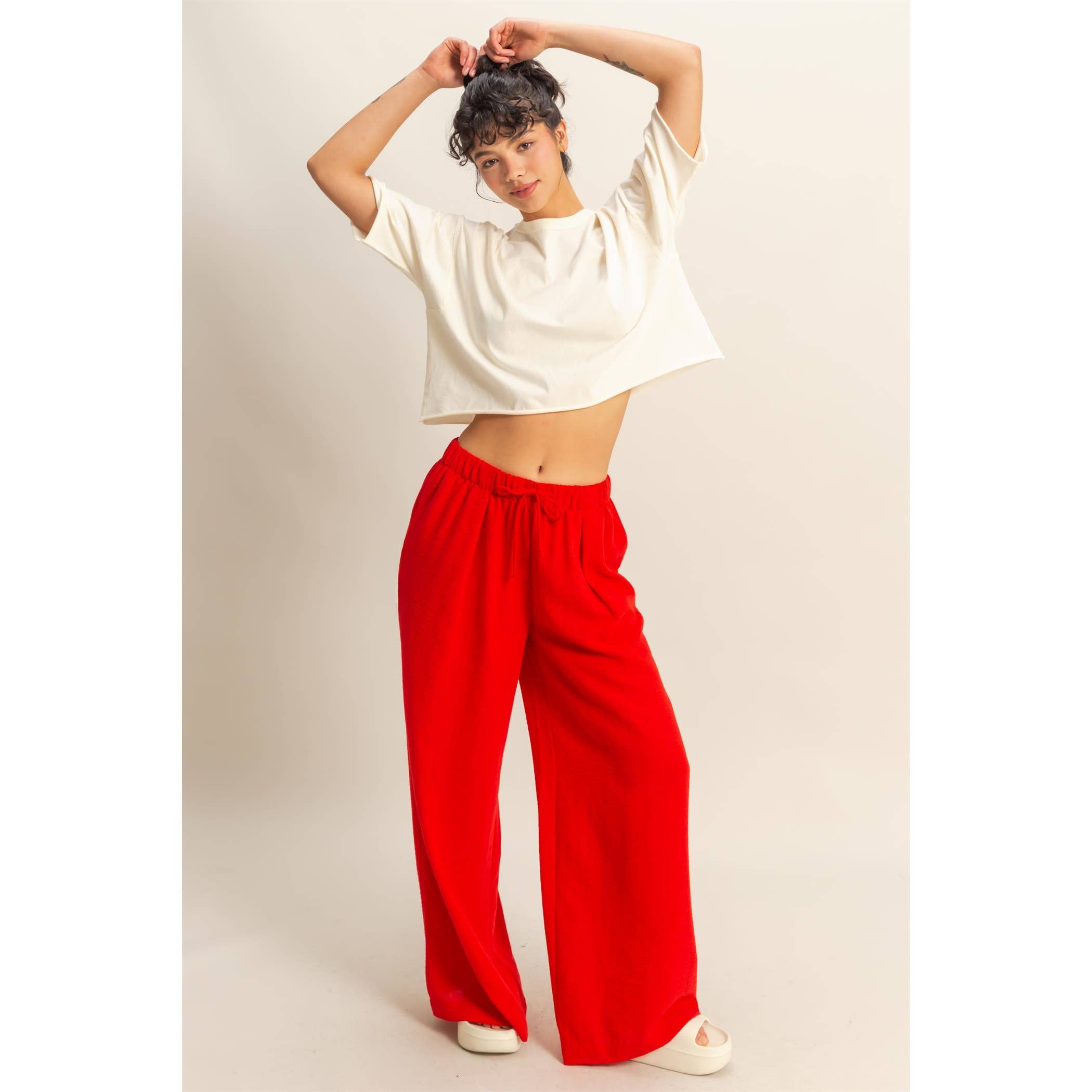 Stay Cute Wide Leg Pants-Sweatpants-Krush Kandy, Women's Online Fashion Boutique Located in Phoenix, Arizona (Scottsdale Area)